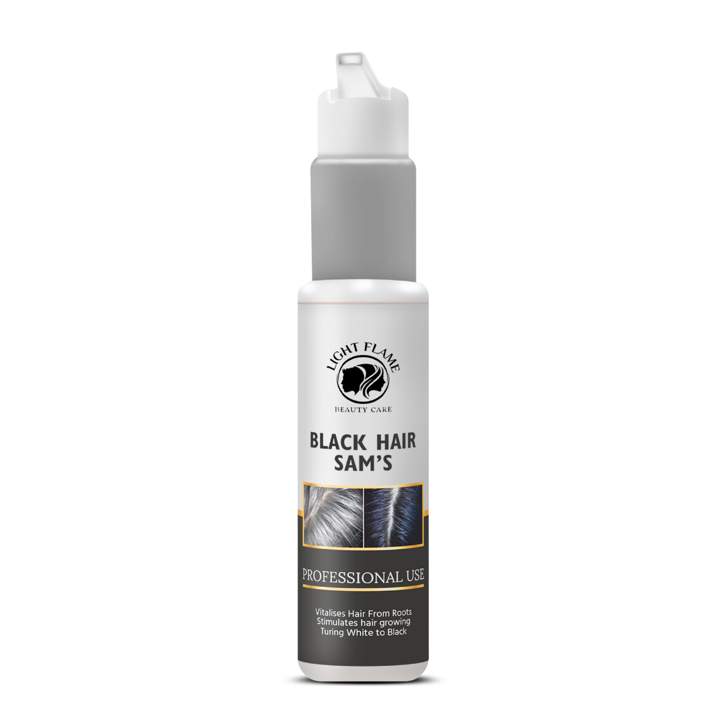 Black Hair Sam’s – Reverse Grey Hair in 90 Days | Natural Hair Darkening Solution by Light Flame Beauty Care