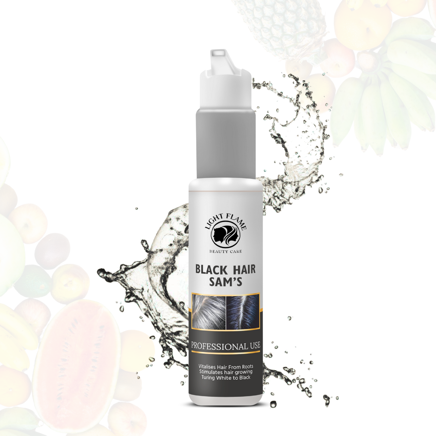 Black Hair Sam’s – Reverse Grey Hair in 90 Days | Natural Hair Darkening Solution by Light Flame Beauty Care