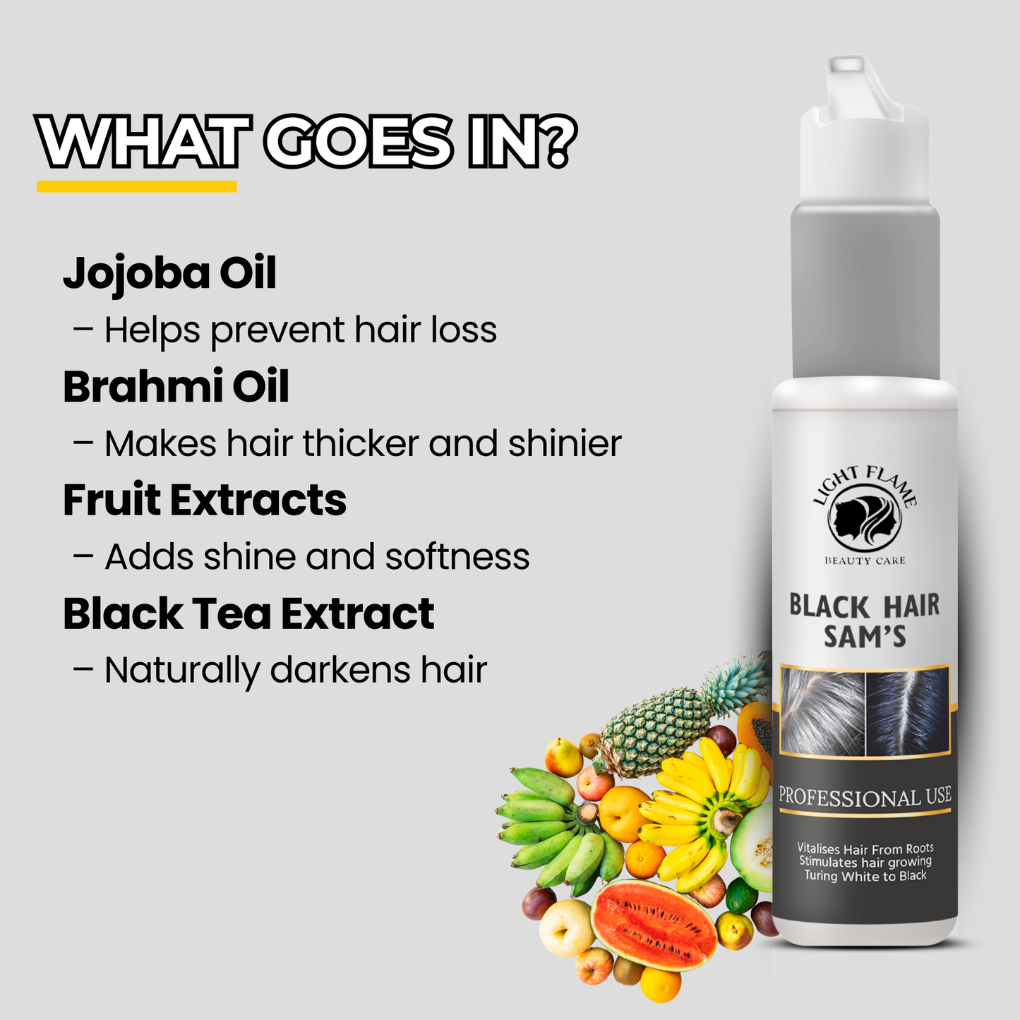 Black Hair Sam’s – Reverse Grey Hair in 90 Days | Natural Hair Darkening Solution by Light Flame Beauty Care