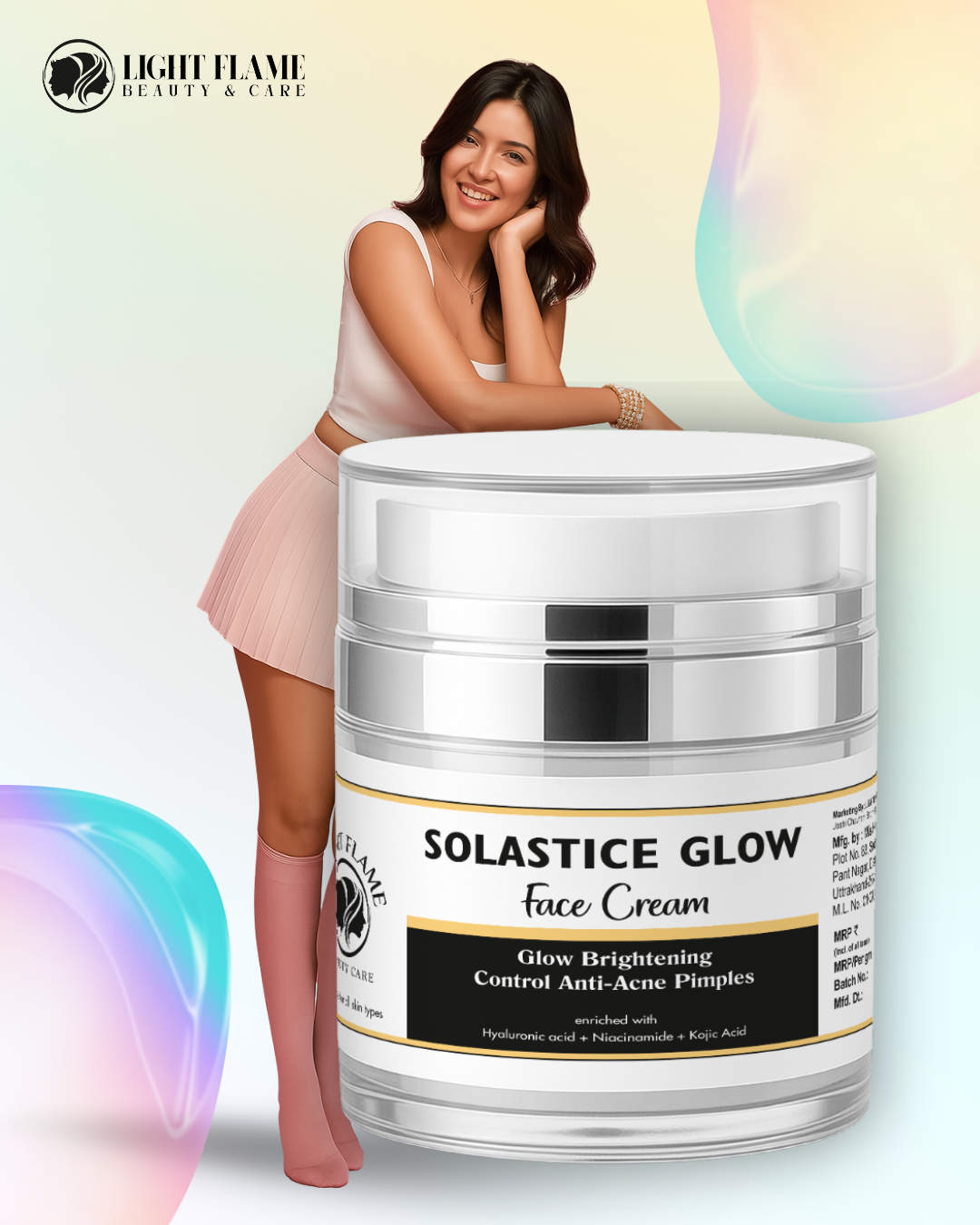 Solastice Glow Face Cream – Glow Brightening & Anti-Acne Moisturizer | Light Flame Beauty Care