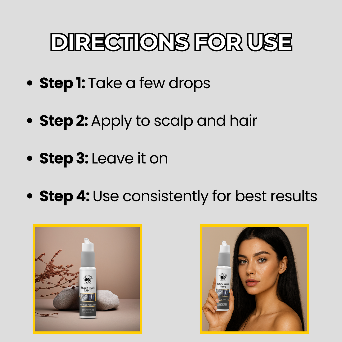 Black Hair Sam’s – Reverse Grey Hair in 90 Days | Natural Hair Darkening Solution by Light Flame Beauty Care