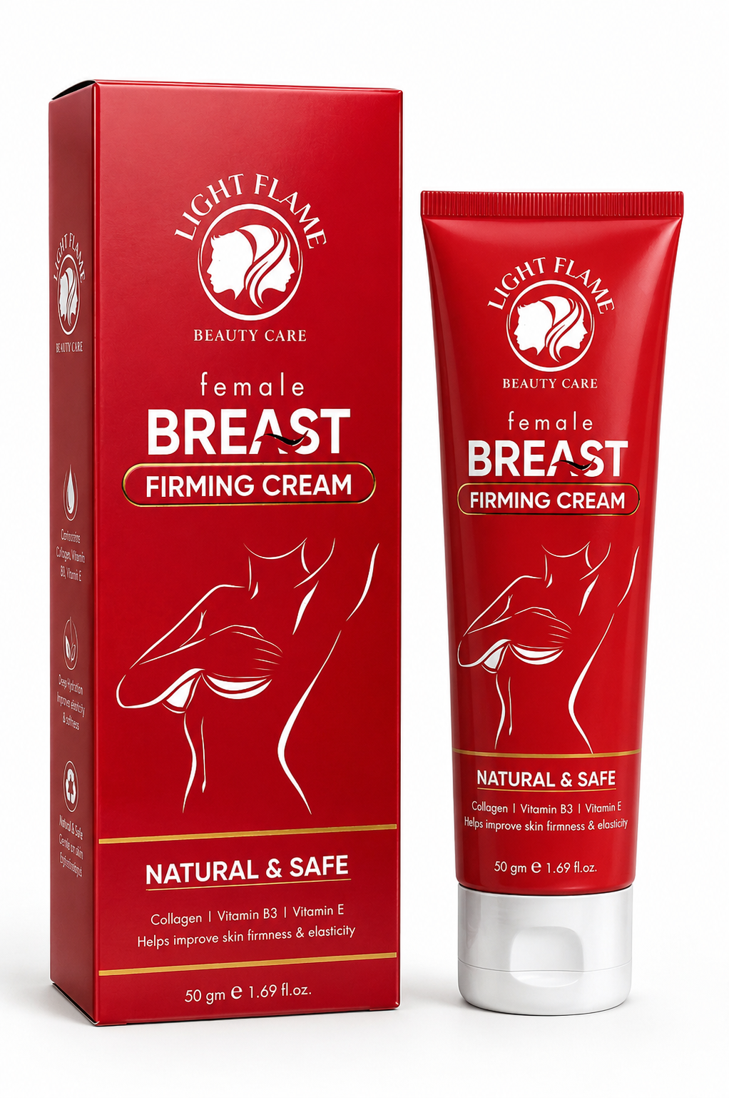 Light Flame Female Breast Firming Cream – Natural Skin Tightening & Elasticity Enhancement Cream (50g)