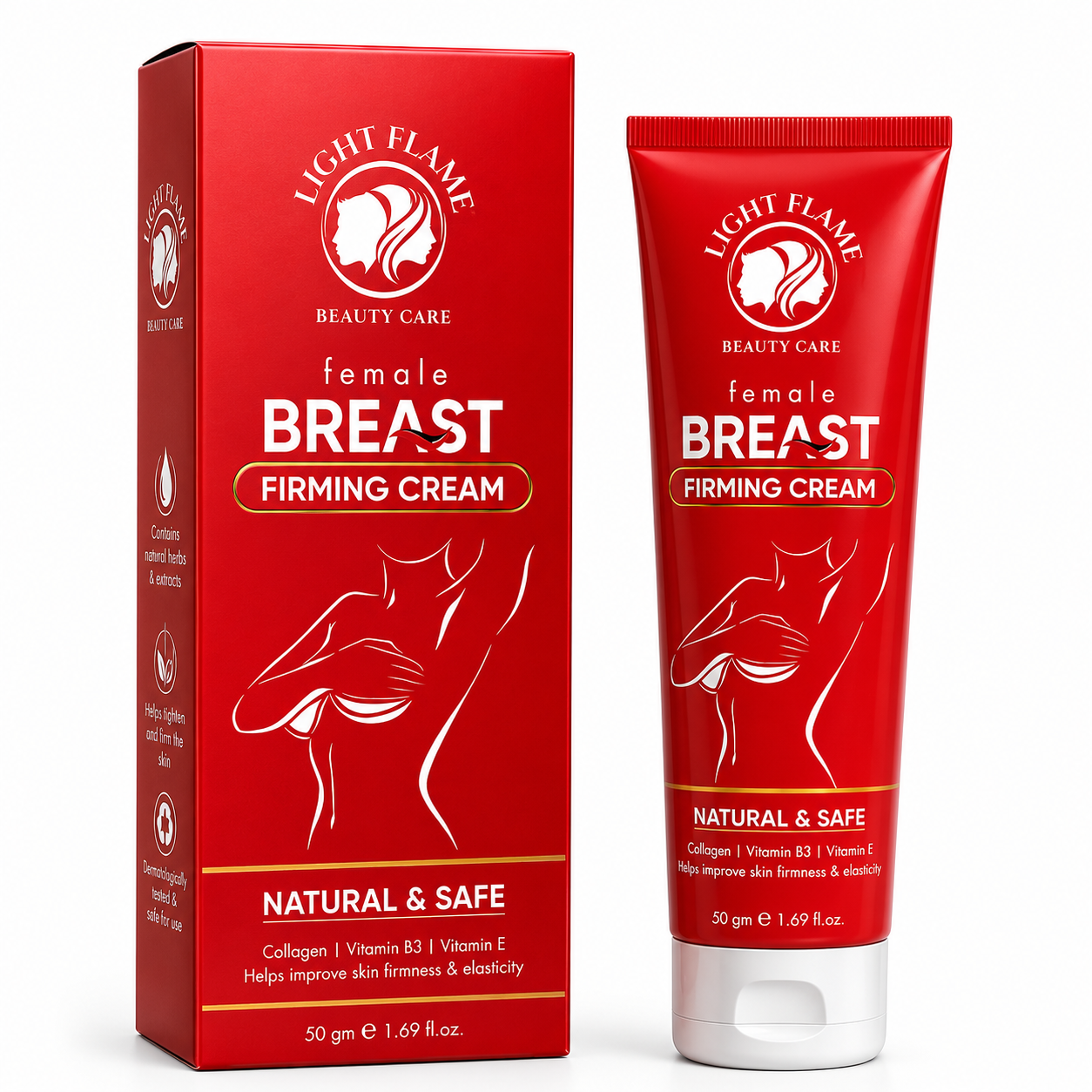 Light Flame Female Breast Firming Cream – Natural Skin Tightening & Elasticity Enhancement Cream (50g)