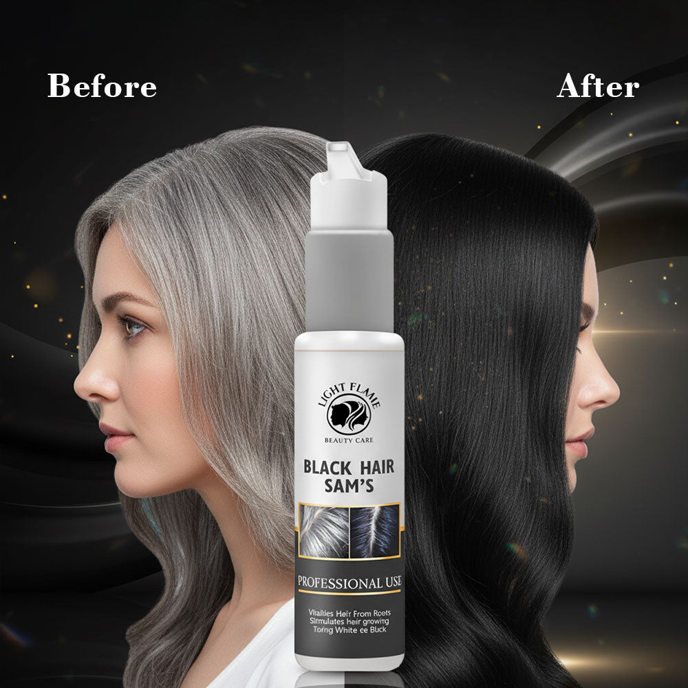 Black Hair Sam’s – Reverse Grey Hair in 90 Days | Natural Hair Darkening Solution by Light Flame Beauty Care