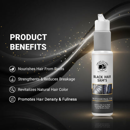 Black Hair Sam’s – Reverse Grey Hair in 90 Days | Natural Hair Darkening Solution by Light Flame Beauty Care